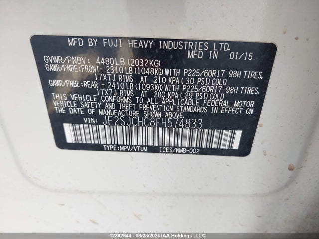 Aukcja sprzedaży 2015 Subaru Forester 2.5i Touring Package, vin: JF2SJCHC8FH574833, numer aukcji: 12392944