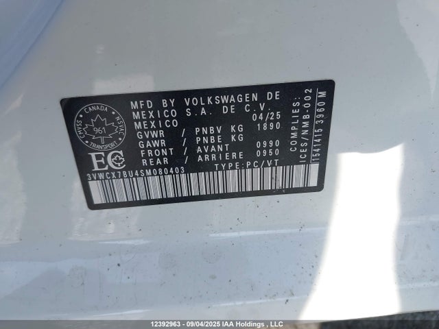 3VWCX7BU4SM080403 Volkswagen tsi