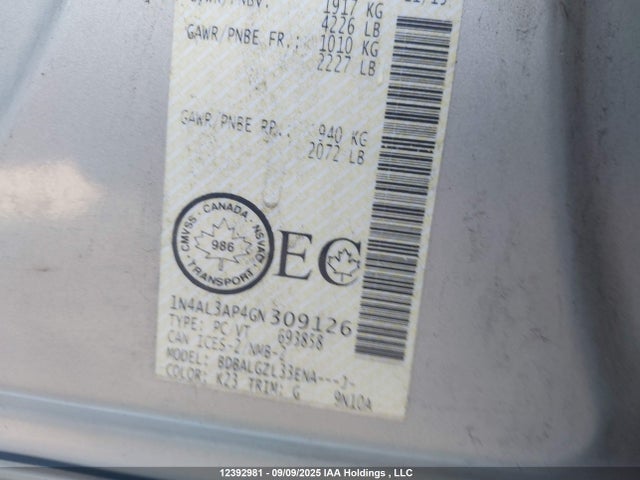 1N4AL3AP4GN309126 Nissan Altima