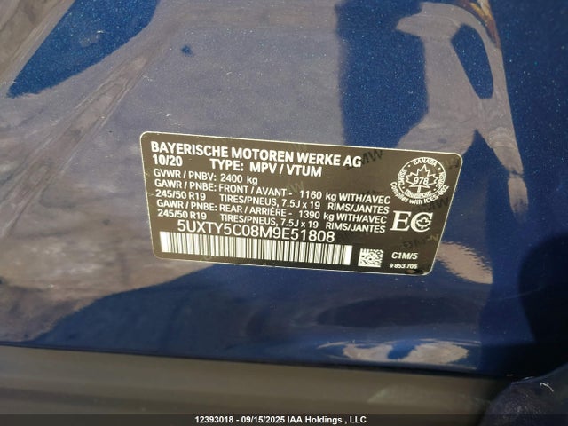 BMW X3 2021 5UXTY5C08M9E51808 Image 9