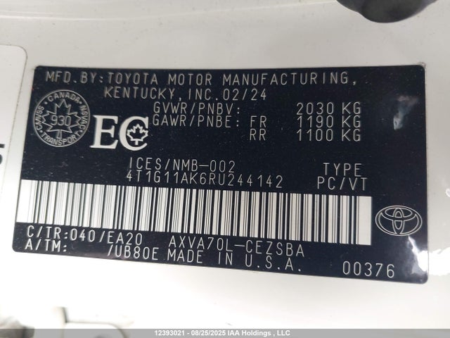 4T1G11AK6RU244142 Toyota a25a-fks