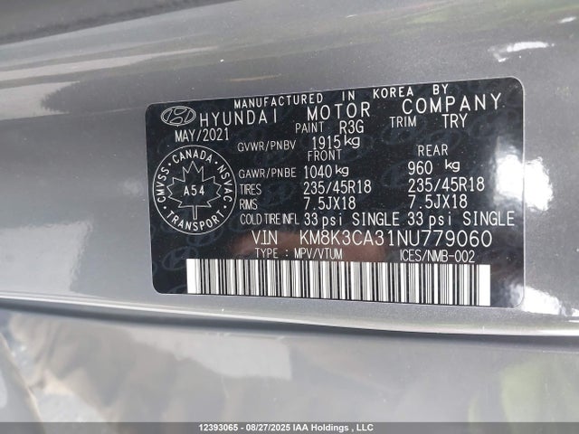 Hyundai t-gdi gamma ii 2022 KM8K3CA31NU779060 Image 9