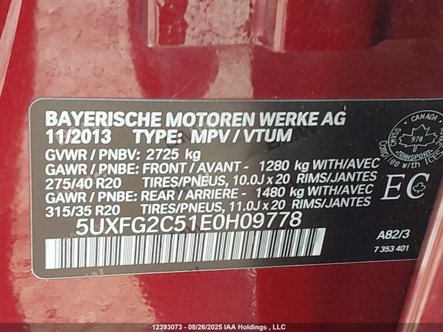 BMW 2014 2014 5UXFG2C51E0H09778 Image 9