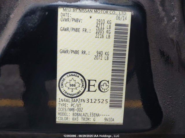 1N4AL3AP2FN312525 Nissan Altima