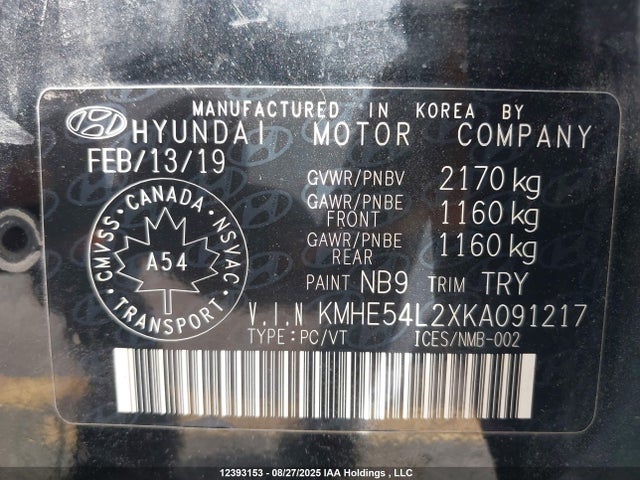 KMHE54L2XKA091217 Hyundai gdi nu