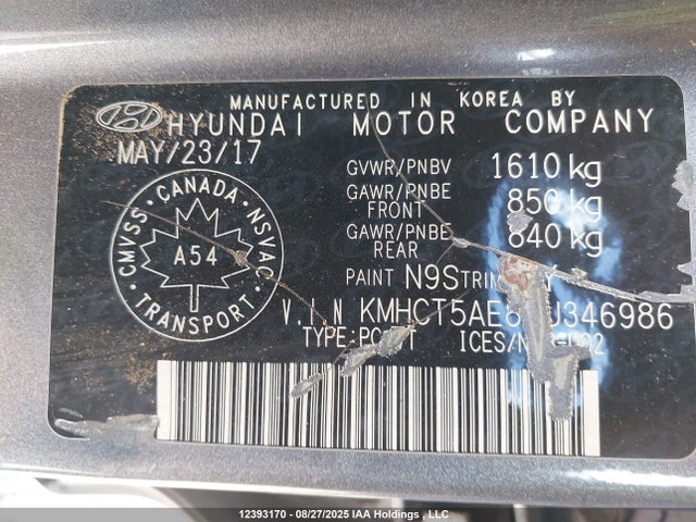 KMHCT5AE8HU346986 Hyundai 2017