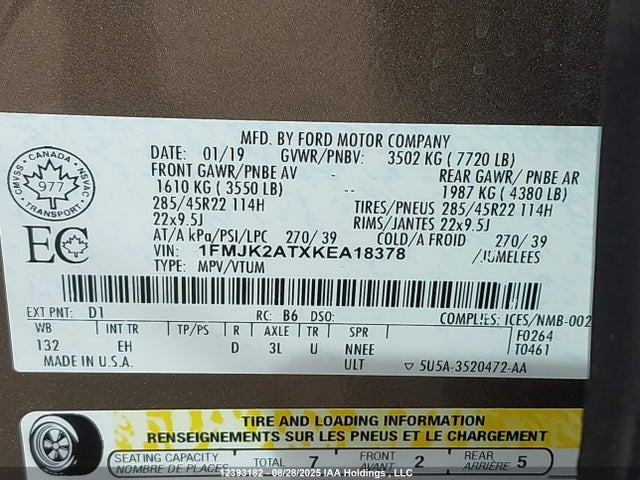 1FMJK2ATXKEA18378 Ford 3.5l gtdi