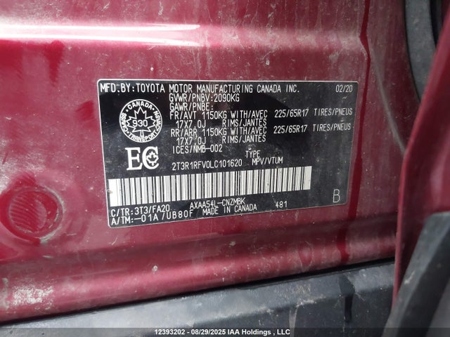 2T3R1RFV0LC101620 Toyota a25a-fks