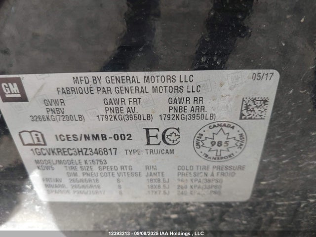 1GCVKREC3HZ346817 Chevrolet l83 - sidi: spark ignited direct injection, vvt: variable valve timing, afm, e85 max, alum