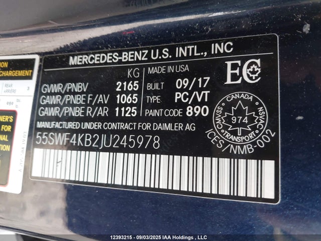 55SWF4KB2JU245978 Mercedes-Benz m274