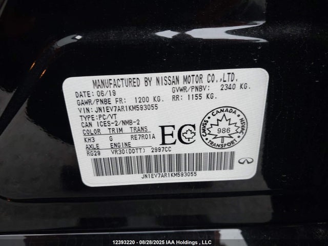JN1EV7AR1KM593055 Infiniti Q50