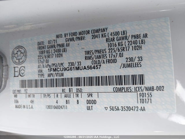 1FMCU9G61MUA56457 Ford dragon di tc