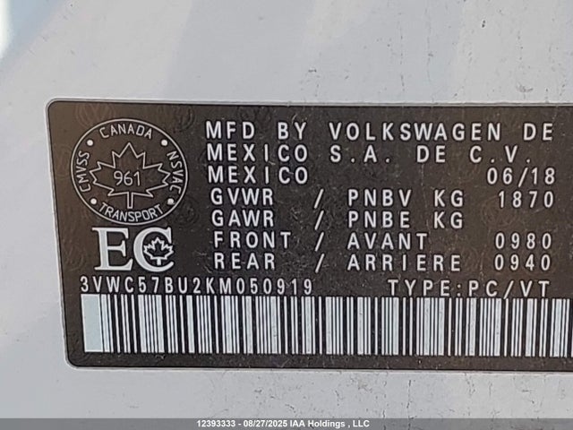 Volkswagen 1.4 tsi 2019 3VWC57BU2KM050919 Image 9