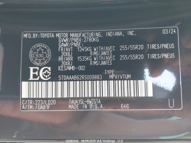 Lexus t24a-fts 2024 5TDAAAB62RS009883 Image 9