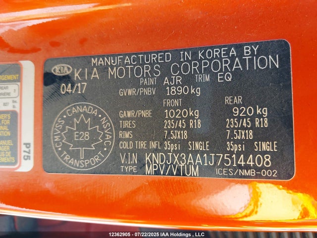 KNDJX3AA1J7514408 KIA g