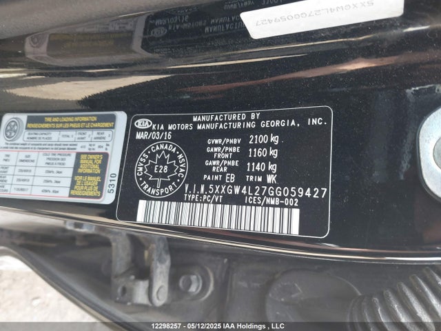 5XXGW4L27GG059427 KIA t-gdi theta ii