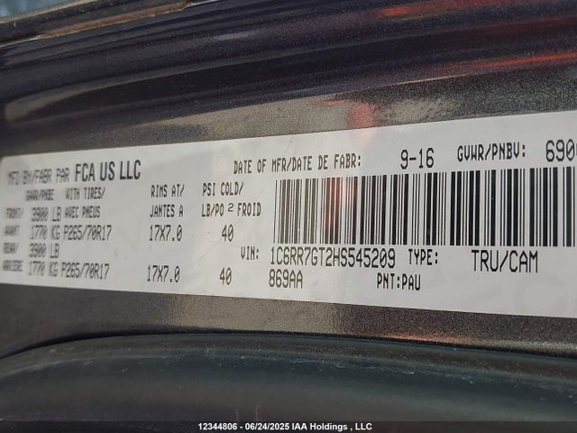 RAM 2017 2017 1C6RR7GT2HS545209 Image 9