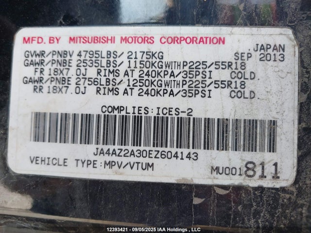 JA4AZ2A30EZ604143 Mitsubishi mivec