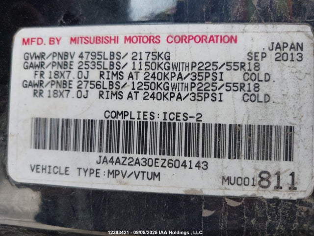 JA4AZ2A30EZ604143 Mitsubishi mivec