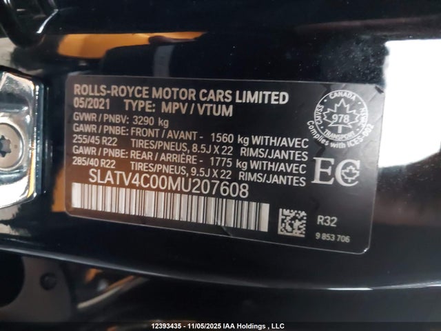 Rolls-Royce Cullinan 2021 SLATV4C00MU207608 Image 9