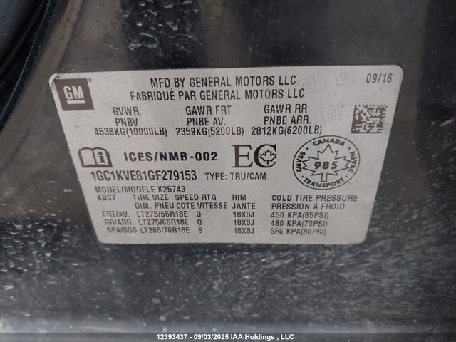 1GC1KVE81GF279153 Chevrolet lml - pti, duramax
