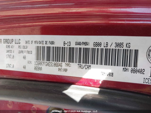 RAM 1500 2014 1C6RR7FGXES106646 Image 9