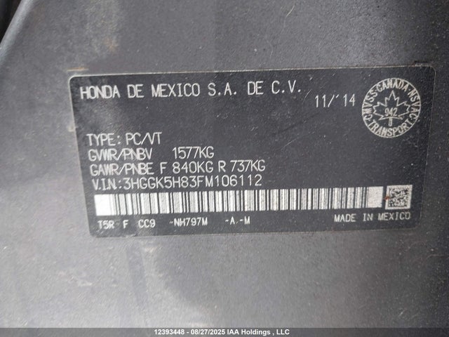Honda l15b1 2015 3HGGK5H83FM106112 Image 9