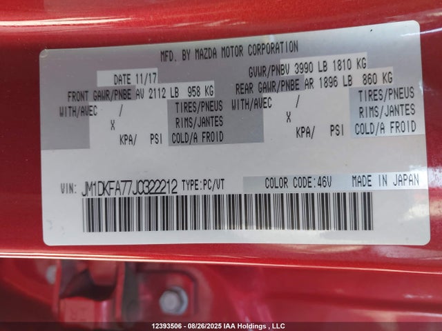 JM1DKFA77J0322212 Mazda pe