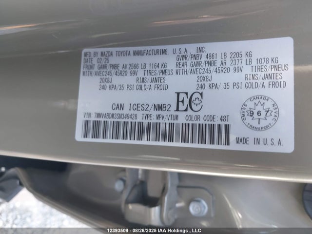 7MMVABDM3SN349428 Mazda py cylinder deactivation