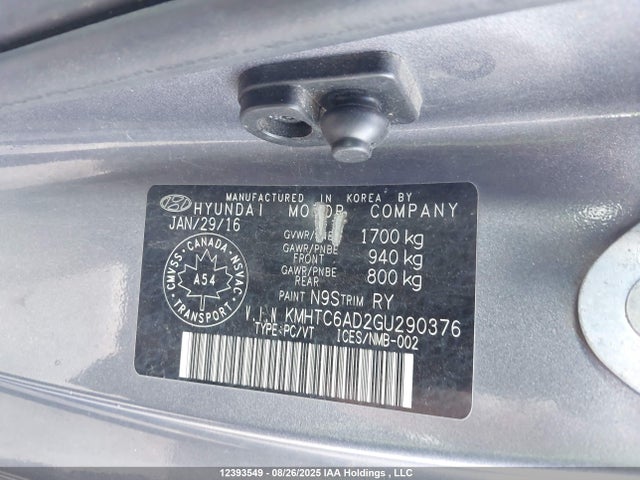 Aukcja sprzedaży 2016 Hyundai Veloster, vin: KMHTC6AD2GU290376, numer aukcji: 12393549