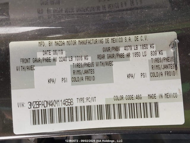 Mazda py cylinder deactivation 2019 3MZBPADM4KM114698 Image 18