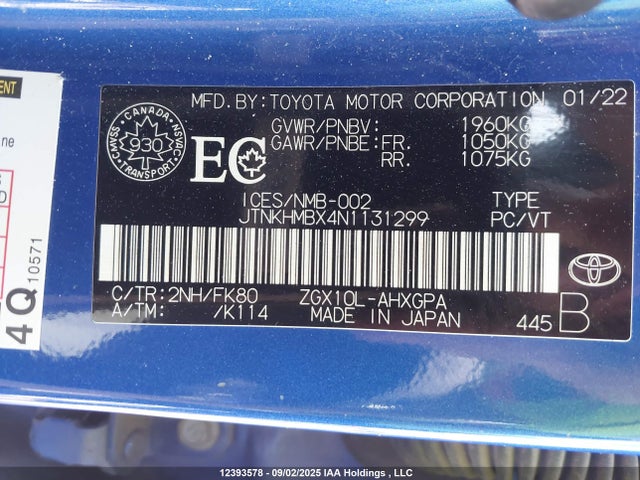 JTNKHMBX4N1131299 Toyota 3zr-fae