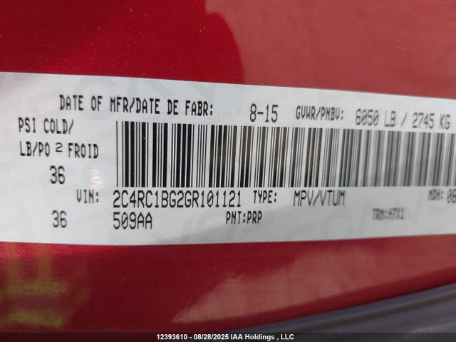 2C4RC1BG2GR101121 Chrysler Town and Country