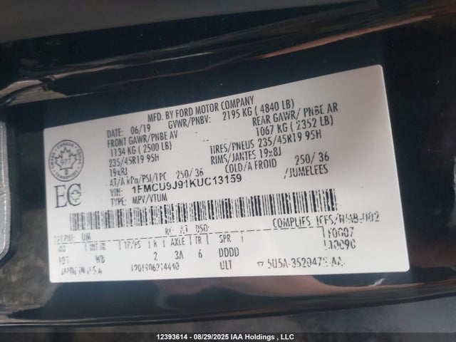 Ford 2019 2019 1FMCU9J91KUC13159 Image 9