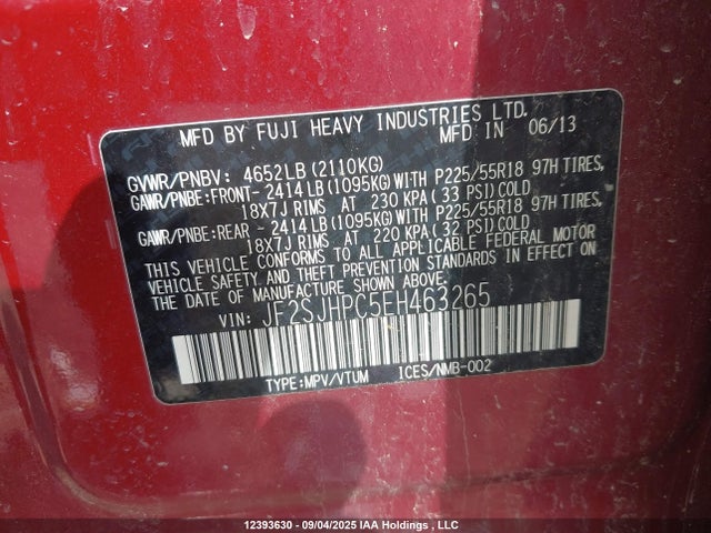JF2SJHPC5EH463265 Subaru 2.5turbo c0