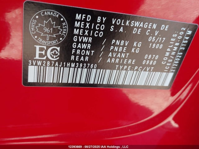 Volkswagen 1.4 tsi 2017 3VW2B7AJ1HM393760 Image 9
