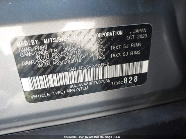 JA4J4VA89RZ607835 Mitsubishi Outlander