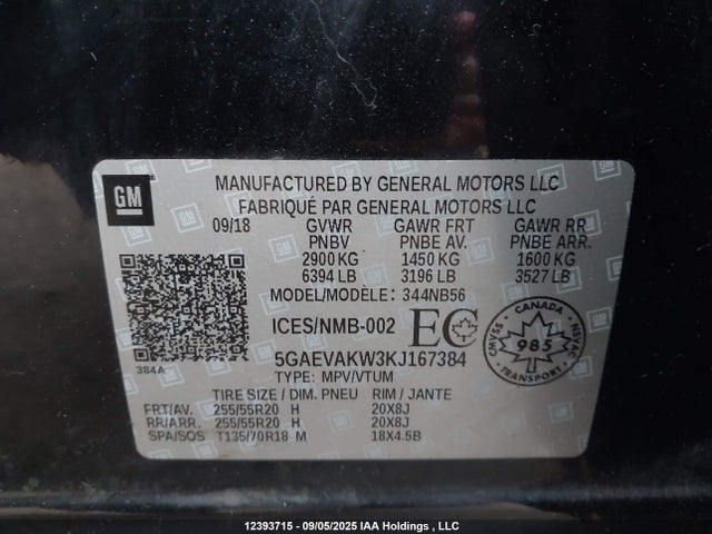 Buick lfy - spark ignited direct injection, atss, gen1 2019 5GAEVAKW3KJ167384 Image 9