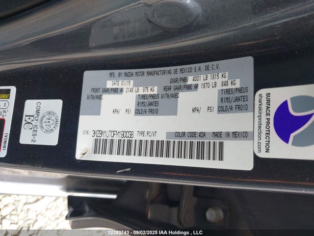 Mazda pe 2015 3MZBM1U70FM190038 Image 9