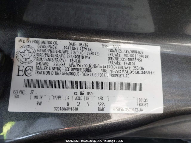 Ford 2016 2016 1FADP3L95GL346911 Image 9