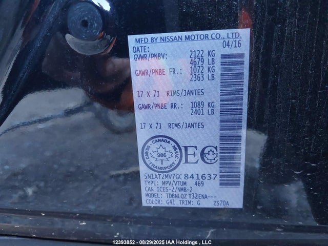 5N1AT2MV7GC841637 Nissan Rogue