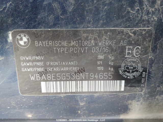 BMW 2016 2016 WBA8E5G53GNT94655 Image 9