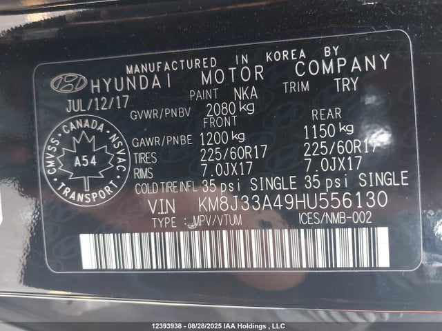 KM8J33A49HU556130 Hyundai gdi nu
