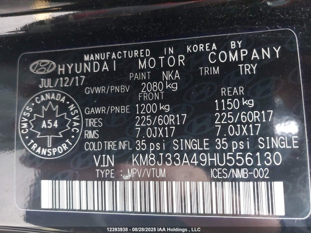 KM8J33A49HU556130 Hyundai gdi nu