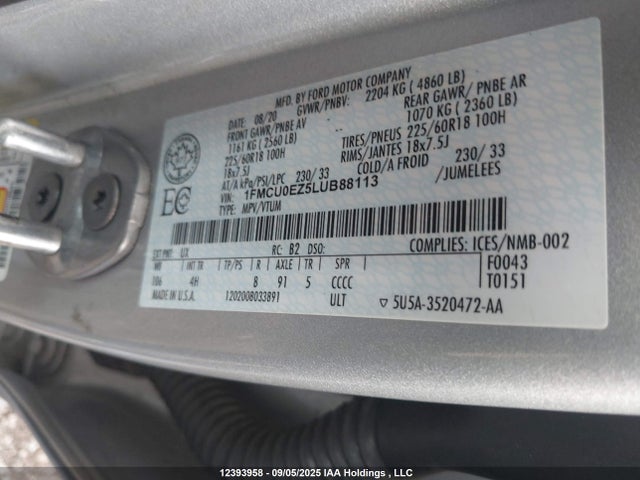 1FMCU0EZ5LUB88113 Ford Escape
