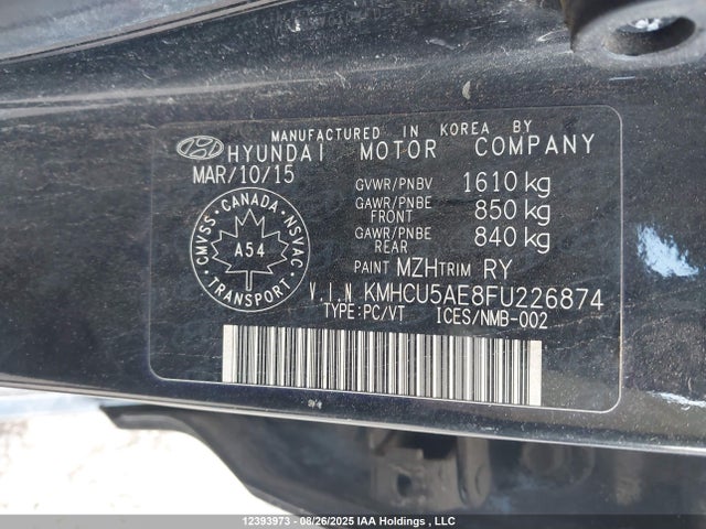 KMHCU5AE8FU226874 Hyundai dohc gdi gamma