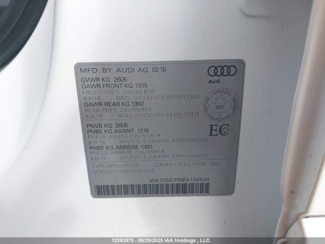 Audi 3.0t 2015 WA1DMCFP6FA104534 Image 9