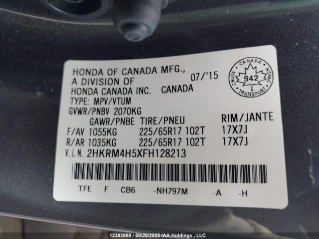 2HKRM4H5XFH128213 Honda k24w9