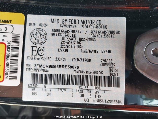 3FMCR9B66RRE58076 Ford dragon