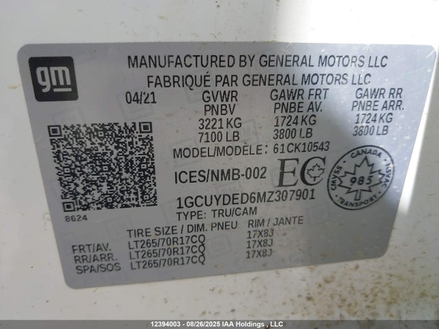1GCUYDED6MZ307901 Chevrolet l84